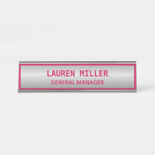 Elegant zilver en Bourgogne Bureau Naambordje