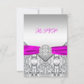 Elegant zilver en Fuchsia RSVP (Voorkant)