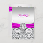 Elegant zilver en Fuchsia RSVP (Voorkant / Achterkant)