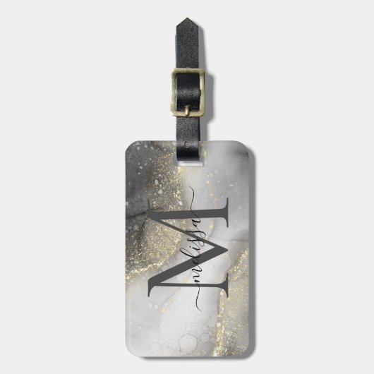 Elegant zilver en goud bagagelabel (Voorkant verticaal)