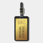 Elegant zilver en goudmonogrammen Bagagelabel (Voorkant verticaal)