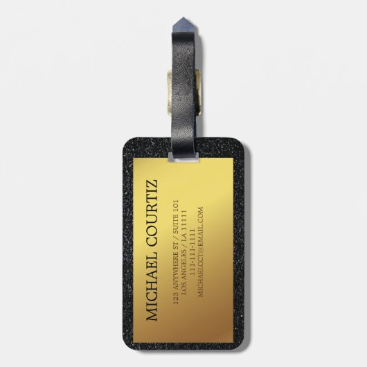 Elegant zilver en goudmonogrammen Bagagelabel (Achterkant verticaal)