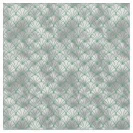 Elegant Zilver en Groen Art Deco Stof