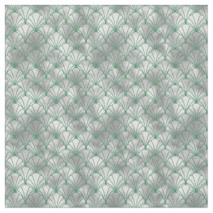 Elegant Zilver en Groen Art Deco Stof