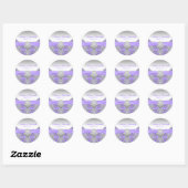 Elegant zilver en lavendel Paarse bruiloft Ronde Sticker (Vel)