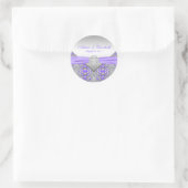 Elegant zilver en lavendel Paarse bruiloft Ronde Sticker (Tas)
