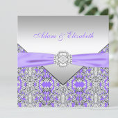Elegant zilver en lavendel Paarse kanten bruiloft Kaart