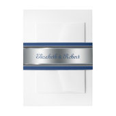 Elegant, Zilver en Marine Blauw, Douane Uitnodigingen Wikkel (Voorkant Voorbeeld)