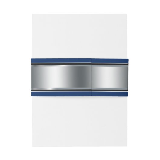 Elegant, Zilver en Marine Blauw, Douane Uitnodigingen Wikkel (Achterkant Voorbeeld)