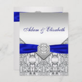 Elegant zilver en Royal Blue Save the Date (Voorkant / Achterkant)