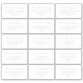 Elegant zilver en wit bruiloft individueel adres sticker (Voorkant)