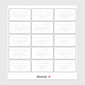 Elegant zilver en wit bruiloft individueel adres sticker (Vel)