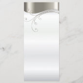 Elegant Zilver en Wit Satijn Wedding Menu (Achterkant)