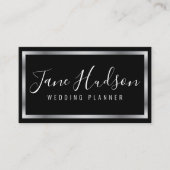 Elegant Zilver en Zwart Eenvoudig Minimalistisch Visitekaartje (Voorkant)