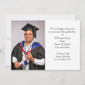 Elegant Zilver en Zwart met Foto Afstuderen Aankondiging (Achterkant)