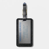 Elegant zilver en zwart monogrammen Bagagelabel (Achterkant verticaal)