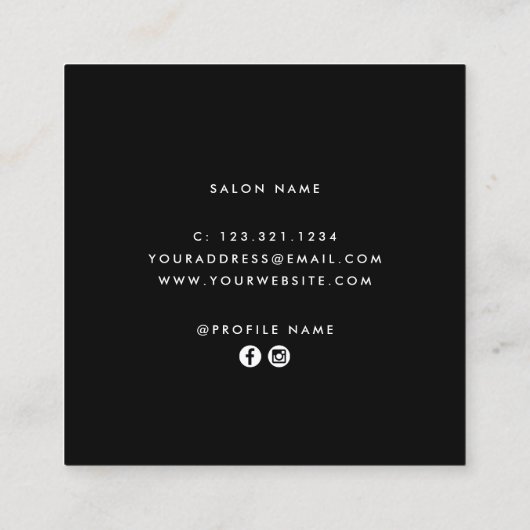 Elegant zilver en zwarte schaar vierkante visitekaartje (Achterkant)