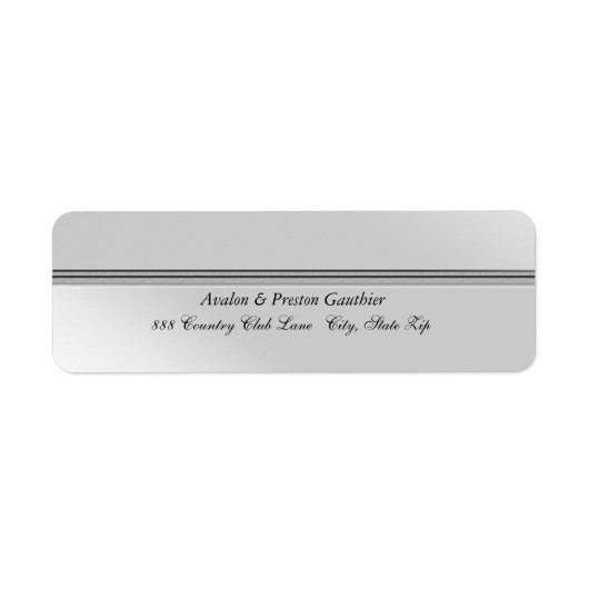 Elegant Zilver Faux Metaal Bruiloft Adres Label (Voorkant)