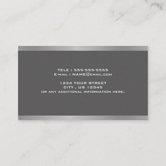 Elegant Zilver Geborsteld Metaal Huis Logo Visitekaartje (Achterkant)