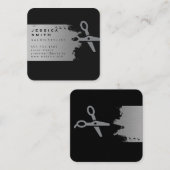 Elegant zilver geborsteld zout vierkante visitekaartje (Voorkant / Achterkant)