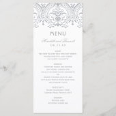 Elegant Zilver  Glamour Bruiloft Menu (Voorkant)