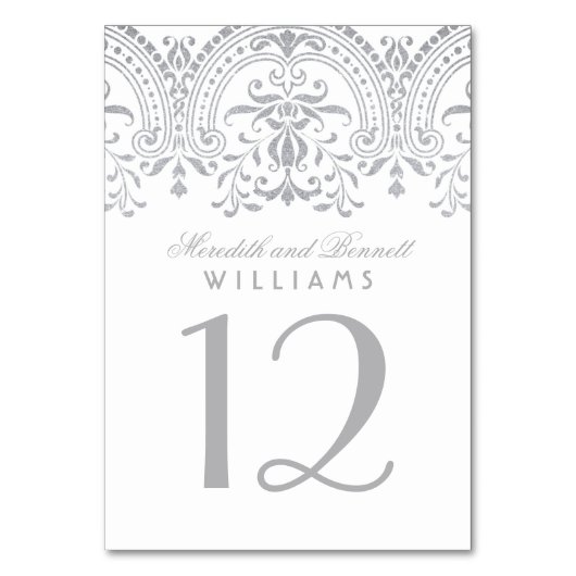 Elegant Zilver  Glamour Bruiloft Monogram Kaart (Voorkant)