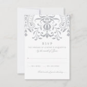 Elegant Zilver  Glamour Bruiloft RSVP Kaartje (Voorkant)