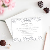 Elegant Zilver  Glamour Bruiloft Save The Date