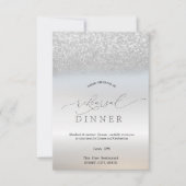 Elegant Zilver Glitter Bokeh Oefendiner Kaart (Voorkant)
