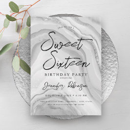 Elegant Zilver Glitter Chique Marmeren Glam Sweet  Kaart