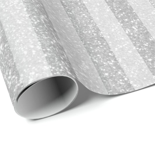 Elegant zilver glitter chique strepen inpakpapier (Rol Hoek)