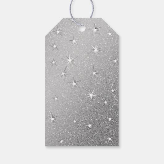 Elegant Zilver Glitter Effect Moderne Kerstmis Cadeaulabel (Achterkant)