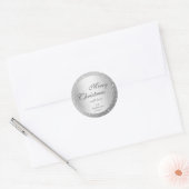 Elegant Zilver Glitter Effect Moderne Kerstmis Ronde Sticker (Envelop)
