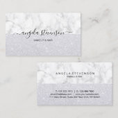 Elegant zilver glitter witte marmer make-up & haar visitekaartje (Voorkant / Achterkant)