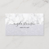 Elegant zilver glitter witte marmer make-up & haar visitekaartje (Voorkant)