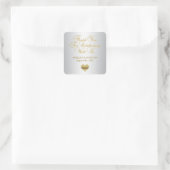 Elegant Zilver & Goud Dank u Huwelijkszegels Vierkante Sticker (Tas)