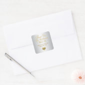 Elegant Zilver & Goud Dank u Huwelijkszegels Vierkante Sticker (Envelop)