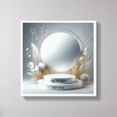 Elegant Zilver Grijs Bloemen Podium Modern Script Canvas Afdruk (Voorkant)