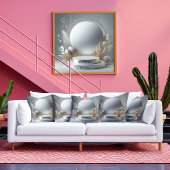 Elegant Zilver Grijs Bloemen Podium Modern Script Canvas Afdruk