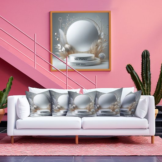 Elegant Zilver Grijs Bloemen Podium Modern Script Canvas Afdruk