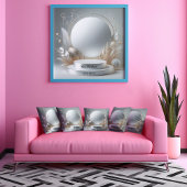 Elegant Zilver Grijs Bloemen Podium Modern Script Canvas Afdruk