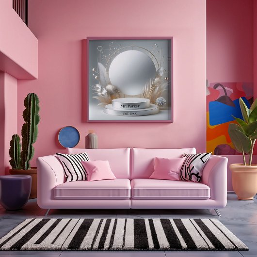 Elegant Zilver Grijs Bloemen Podium Modern Script Canvas Afdruk