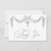 Elegant Zilver Grijs Chinoiserie Cherub bruiloft Bedankkaart (Voorkant)