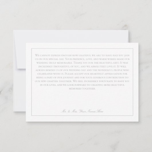 Elegant Zilver Grijs Chinoiserie Cherub bruiloft Bedankkaart (Achterkant)