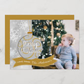 Elegant Zilver Grijs Goud Bauble Foto Kerstmis Feestdagenkaart (Voorkant / Achterkant)