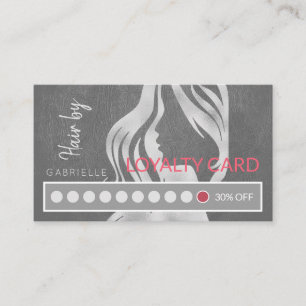 Elegant zilver grijs lederen look haar salon punch klantenkaartje