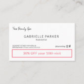 Elegant zilver grijs lederen look haar salon punch klantenkaartje (Achterkant)