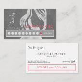 Elegant zilver grijs lederen look haar salon punch klantenkaartje (Voorkant / Achterkant)