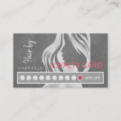 Elegant zilver grijs lederen look haar salon punch klantenkaartje (Voorkant)
