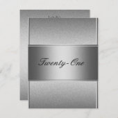 Elegant Zilver Grijs Metaal Zwart 21e Verjaardag Kaart (Voorkant / Achterkant)